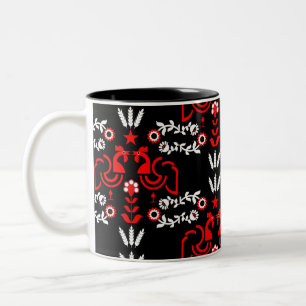 Rooster Cockerel Scandinavian Folk Art   Two-Tone Coffee Mug