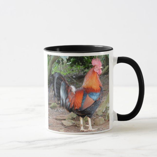 Rooster coffee cup, rooster mug, red rooster mug (Right)