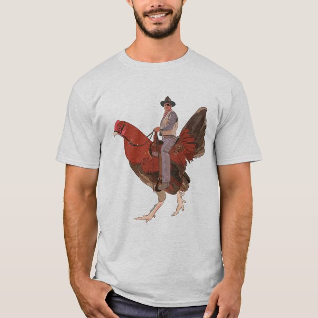 Rooster Cogburn on a Rooster T-Shirt (Front)