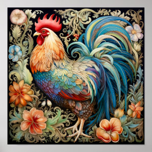 Rooster Colourful Art Print 