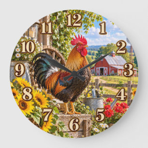Rooster Country Farm Garden Clock