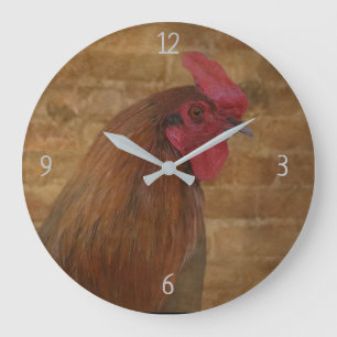Rooster Country Farm Kitchen  Large Clock