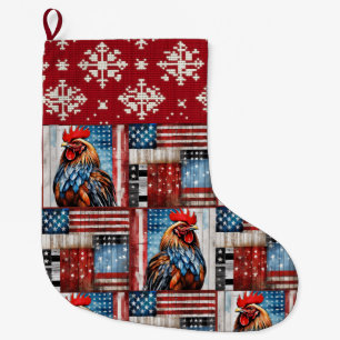 Rooster Country USA Christmas  Large Christmas Stocking