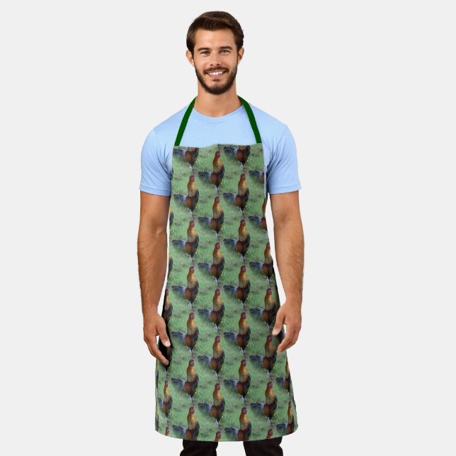 Rooster Crowing Animal Nature Pattern    Apron (Worn)