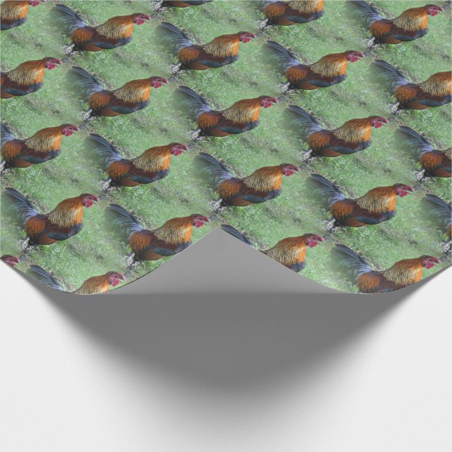 Rooster Crowing Animal Nature Pattern   Wrapping Paper (Corner)
