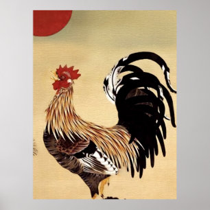 Rooster Crowing by Ito Jakuchu  Poster