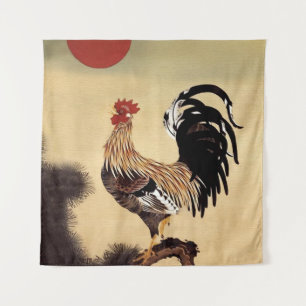 Rooster Crowing by Ito Jakuchu Tapestry