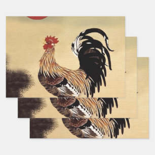 Rooster Crowing by Ito Jakuchu Wrapping Paper Sheet