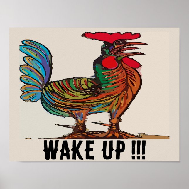 Rooster Crowing, edit text,  Poster (Front)