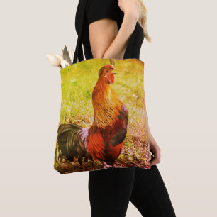 Rooster Crowing Farm Animal Abstract  Tote Bag