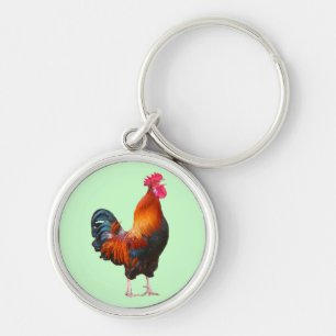 Rooster Crowing Keychain