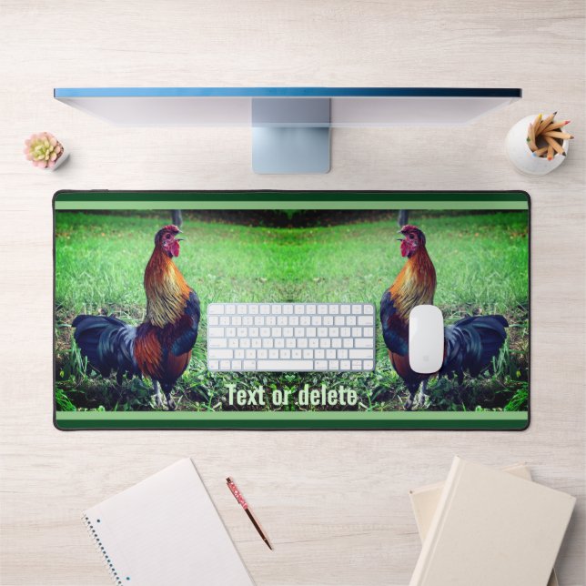 Rooster Crowing Personalised Animal   Desk Mat (Office 1)