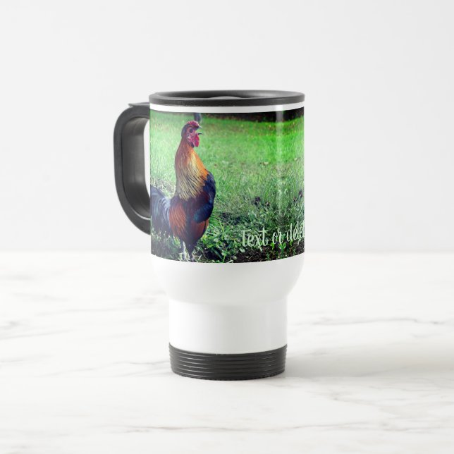 Rooster Crowing Personalised Animal  Travel Mug (Front Left)