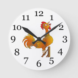 Rooster crowing round clock