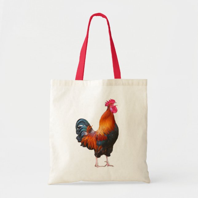 Rooster Crowing Tote Bag (Front)
