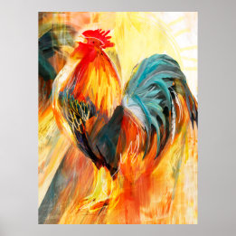 Rooster crows poster