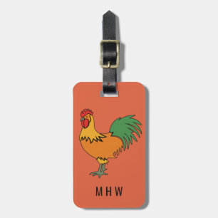 Rooster custom text & colour luggage tag
