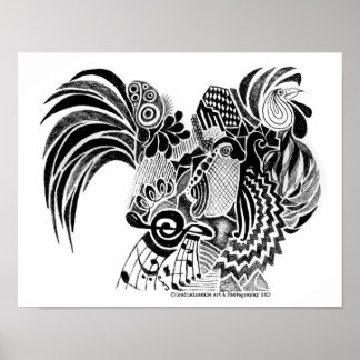 Rooster Doodle Poster