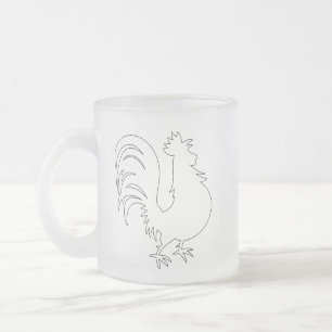 Rooster Drawing Frosted Glass Coffee Mug