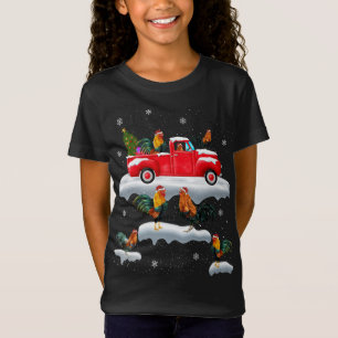 Rooster Driving Christmas Tree Red Truck Rooster C T-Shirt