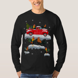 Rooster Driving Christmas Tree Red Truck Rooster C T-Shirt