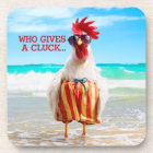 Rooster Dude Chillin' at Beach in Swim Trunks
