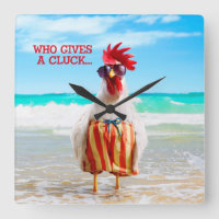 Rooster Dude Chillin' at Beach in Swim Trunks