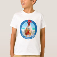 Rooster Dude Chillin' at Beach in Swim Trunks