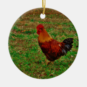 Rooster Facing Left Ceramic Tree Decoration