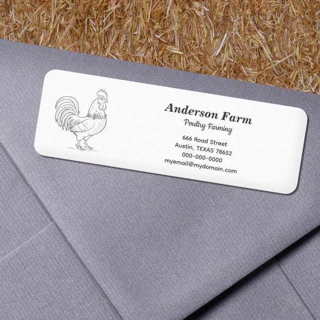 Rooster Farm Address Label Sticker (Rooster Farm Address Label Sticker)