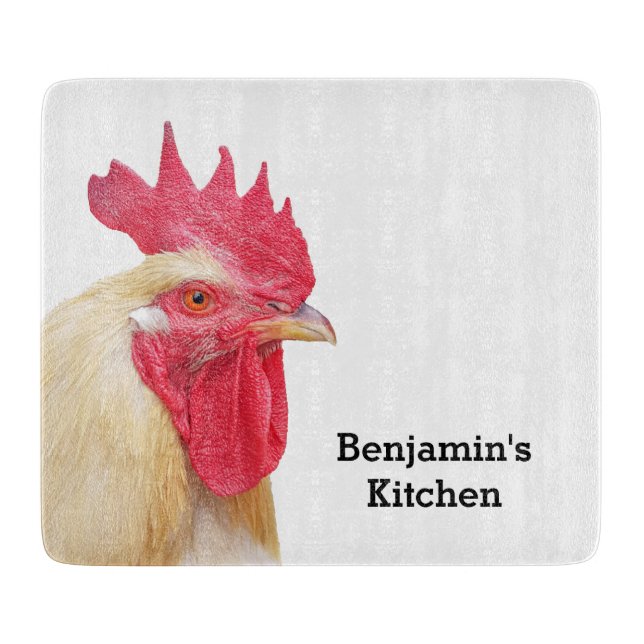 Rooster Farm Animal Personalised Name Cutting Boar Cutting Board (Front)