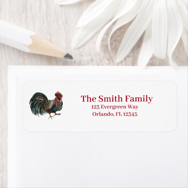 Rooster Farm Illustration Return Address  (Insitu)