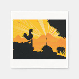Rooster Farm Landscape Paper Napkins