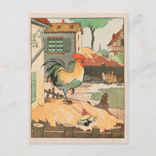 Rooster Farm Yard Postcard
