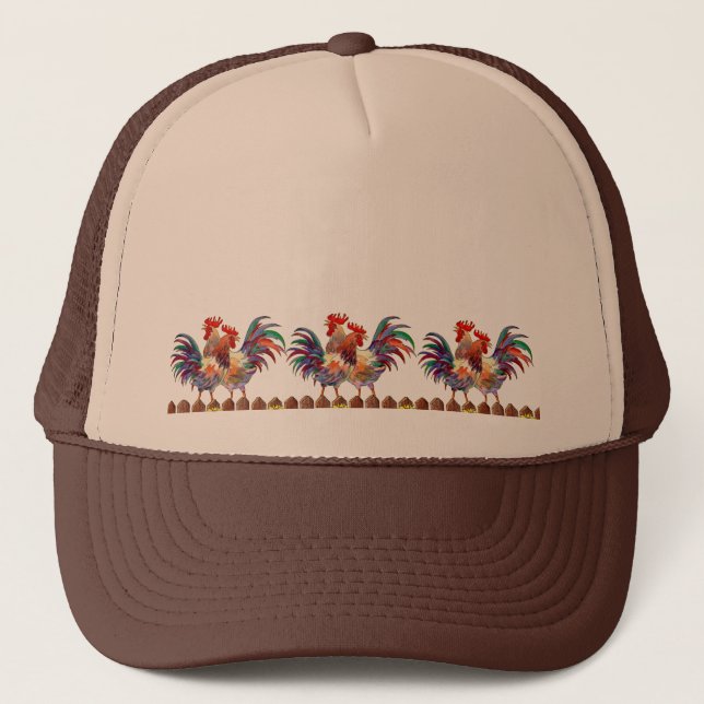 ROOSTER FENCE By SHARON SHARPE Trucker Hat (Front)