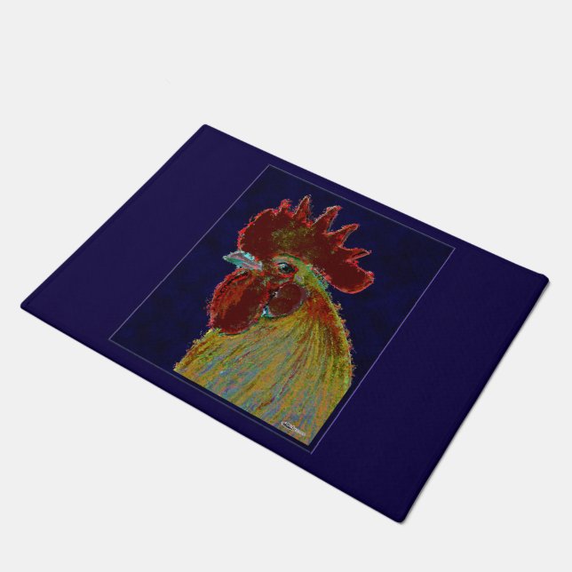 Rooster:  Freestyle Head Doormat (Angled)