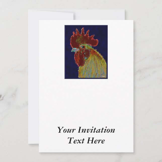 Rooster:  Freestyle Head Invitation (Front)