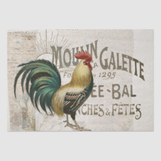 Rooster French Farmhouse Burlap Country Decoupage Tissue Paper