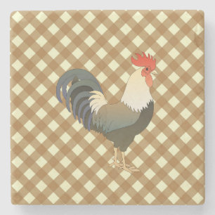 ROOSTER GINGHAM STONE COASTER