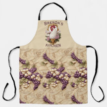 Rooster & Grapes Heraldic Crest, in wheat,