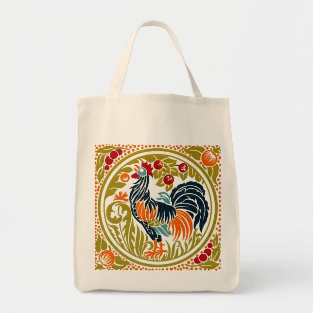 Rooster Grocery Tote Bag (Front)