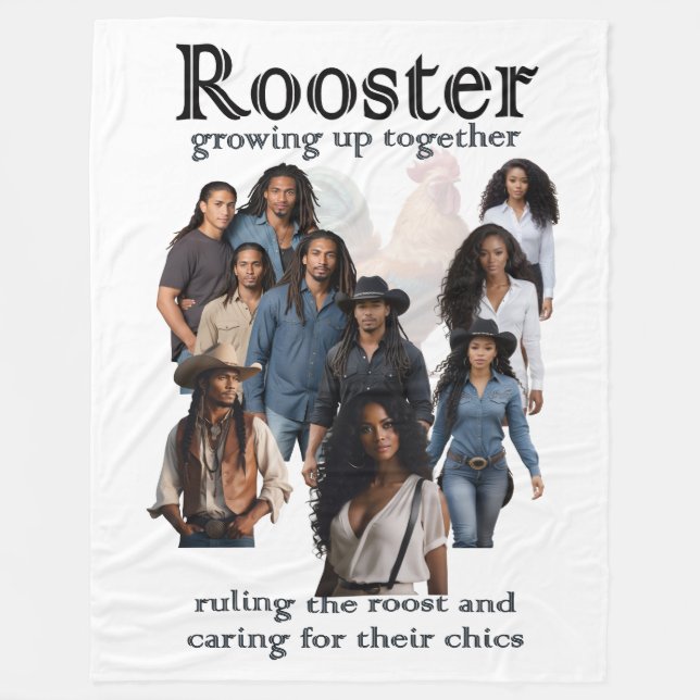 Rooster Grow Up Together Cover Art Sherpa Throw Fleece Blanket (Front)