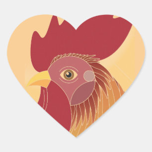 Rooster Heart Sticker