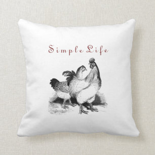 Rooster hen both sides Throw Pillow 16" x 16"decor
