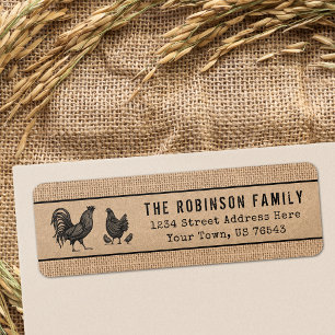 Rooster Hen Chicks Country Red Plaid Kraft Burlap
