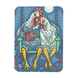 ROOSTER & HEN LOVERS, CHICKEN MAGNET Rectangle