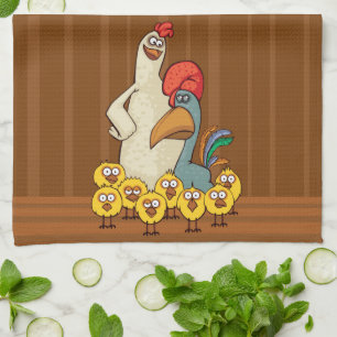 Rooster, Hen n' Chicks Kitchen Towel