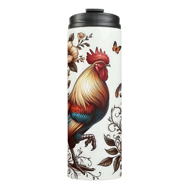 Rooster & Hen Thermal Tumbler (Front)