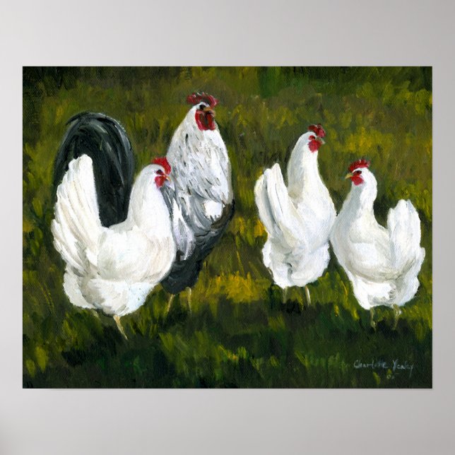 "Rooster & Hens" Art Print (Front)
