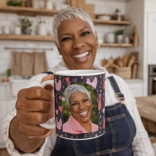 Rooster hens farmhouse black red pink photo coffee mug (Creator Uploaded)